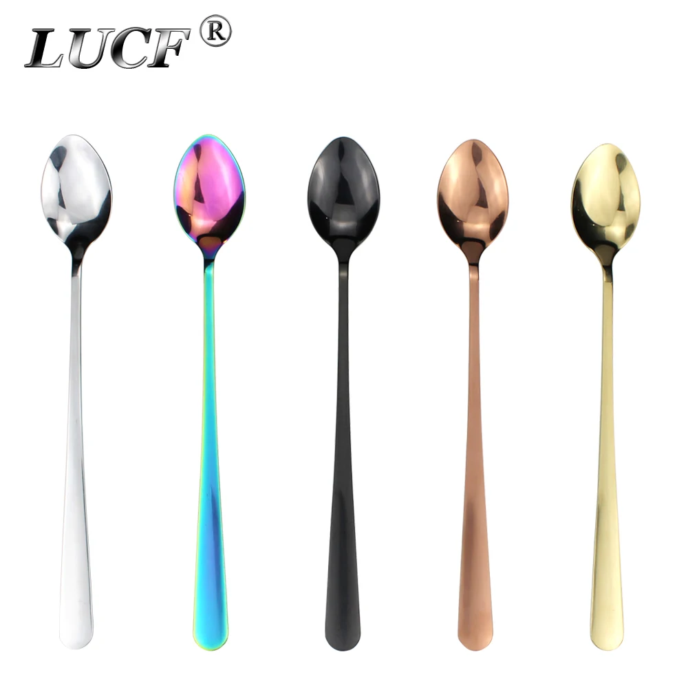 LUCF модная длинная кофейная ложка из нержавеющей стали для мороженого горячая распродажа металлические