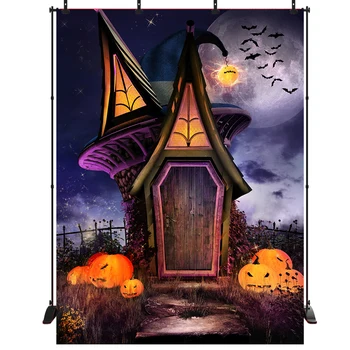 

Acejoker Halloween Backdrop Photography for Party Fantasy Witch House Pumkins Customized Vinyl Background Photo Studio Props