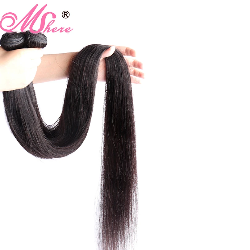 Mshere Brazilian Hair Weave Bundles Straight 100% Human 30 32 40 Inch 3/4 Natural Color Raw Non Remy Extension | Шиньоны и парики