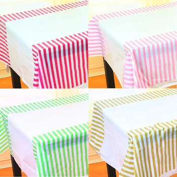 

108*180cm Stripe Tablecloth Table Cover Disposable Tableware Birthday Party Catering Events Wedding Celebration Decoration