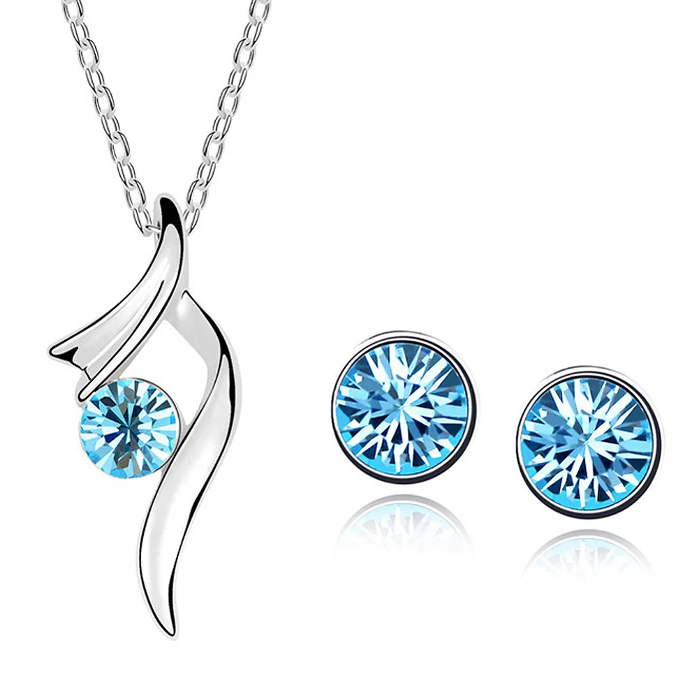 New Love Beauty Women's Austrian Crystal Jewelry Set Suit Necklace + Bright Studs Earrings MV66 | Украшения и аксессуары