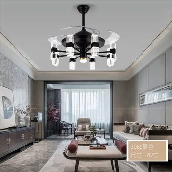 BROTHER New Ceiling Fan Light Invisible Lamp With Remote Control Modern LED For Home Living Room 110V 220V 3