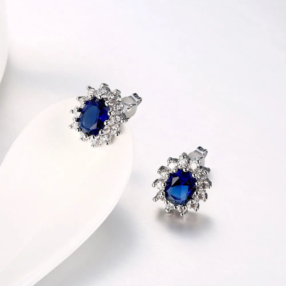 Goedkoop V1100 Fashion earring Voor Vrouwen Party Elegant Luxe Bruids Sieraden 925 Sterling Silver Wedding Engagement Ring Hoge Kwaliteit