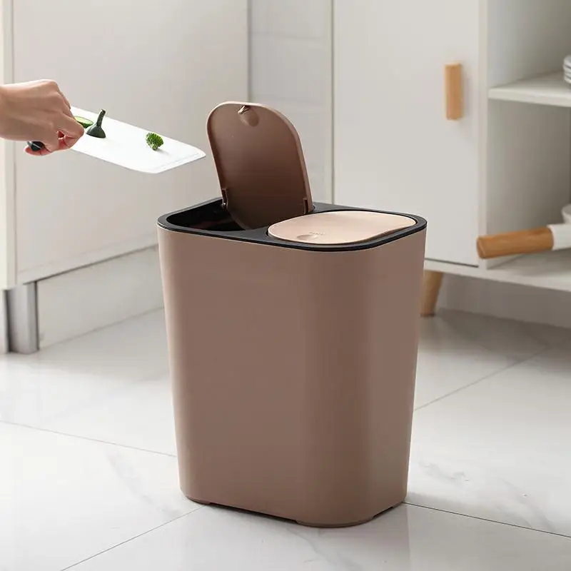 Новейшая классификация с разделителем для сухого и влажного двойного покрытия пластиковая урна для мусора мусорное ведро двухкатегория мусорное ведро для кухни ванной комнаты