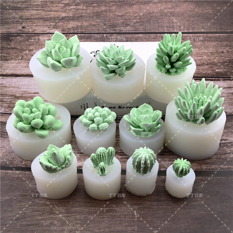 

Cactus Tree Succulents Shape DIY Gypsum Perfume Mold Aromatherapy Wax Mold Car Cake Baking Tool Silicone Concrete Molds