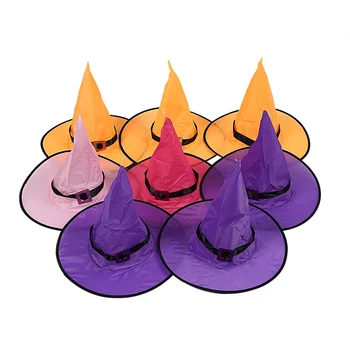 

Halloween Decorations Outdoor 8Pcs Hanging Lighted Glowing Witch Hat Decorations 36Ft Halloween Lights String Battery Operated H