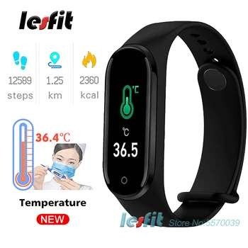

Lesfit Men Black Silicone Digital Smart Watches Women Sport Temperature Smart Wristbands Digital Android Clock Pedometer Tracker