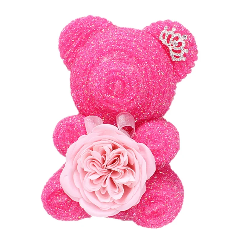 JR0493B Crystal Diamond Rose Bear Emulated Flower Immortal Flower Cartoon Bear Rose Bear Birthday Wedding Party Gift Rose Bear - Цвет: JR0493B