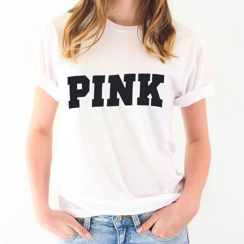 Футболка с буквенным принтом VS Love Pink Secret Женская футболка Эстетическая Tumblr Vegan Feminist Винтаж Poleras Mujer De Moda