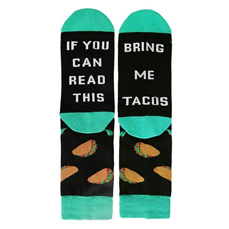 Красного и зеленого цвета Унисекс, если вы можете прочесть это, Bring Me Tacos, винные носки с изображением пива, Новые жаккардовые хлопковые чулки с забавными буквами - Цвет: Красного и зеленого цвета