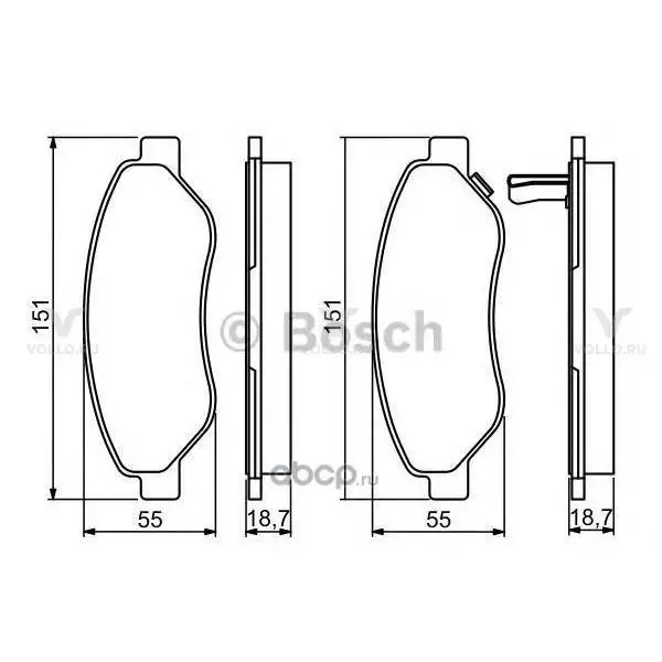 0986494345 BOSCH ДИСКОВЫЕ КОЛОДКИ ПЕРЕДНИЕ