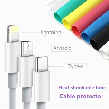 

5PCS Heat Shrink Tube Sleeve Cable Protector For iPhone6 7 8 X XR Usb Cable Wire Organizer Winder Android Type C Cable Holder