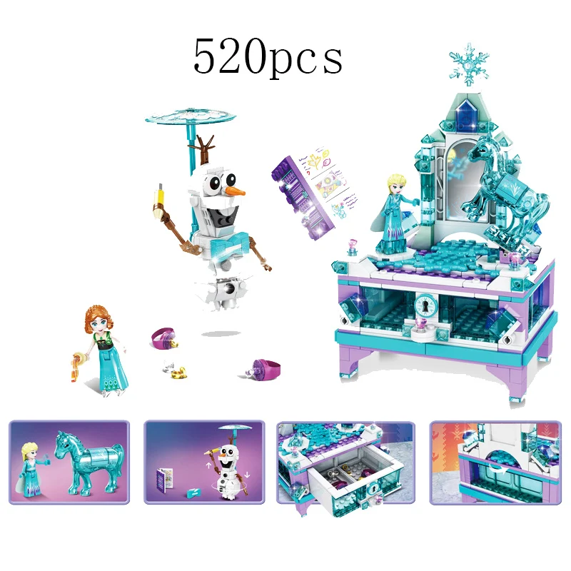 Snow and Ice Elsa s Jewellery Box Compatible Legoinglys Frozeninglys Friends Building Blocks Toys for Children 2