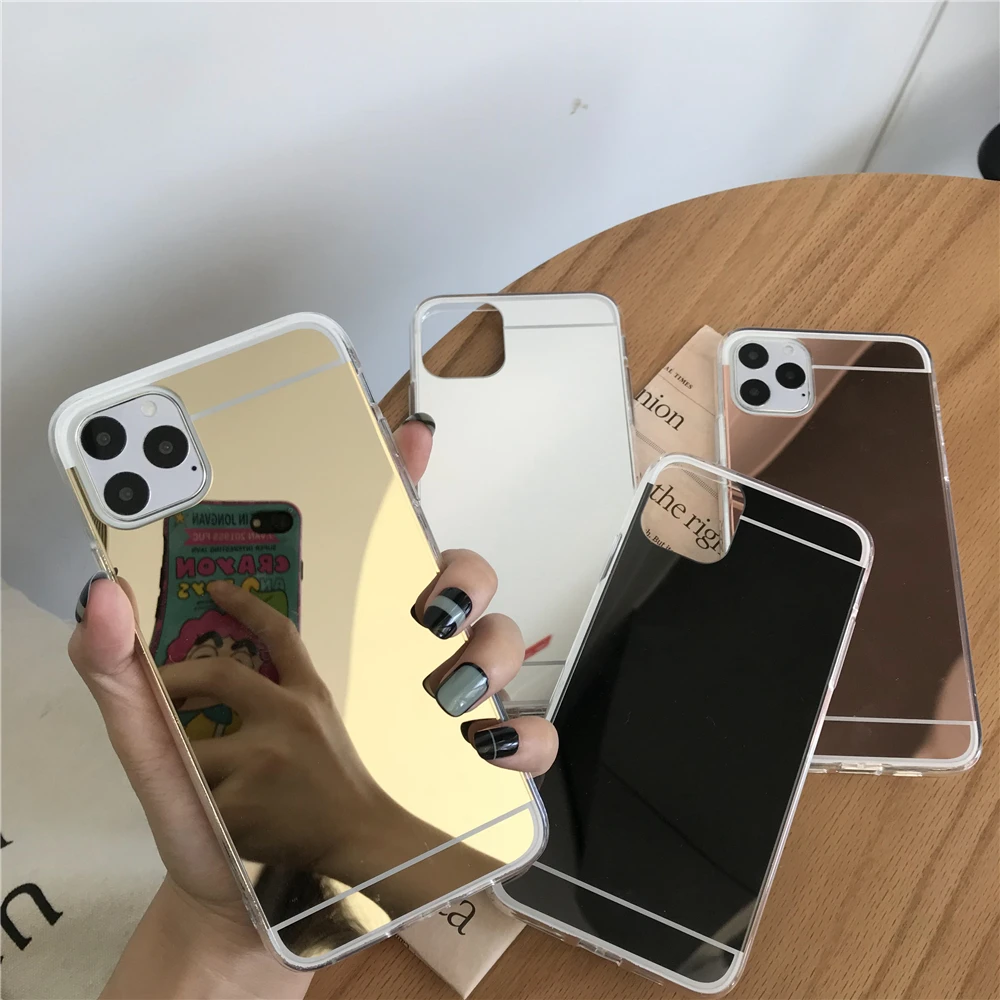 Силиконовый чехол из ТПУ с зеркальным покрытием для iphone 11 Pro MAX SE 5 5S 6 6s 7 8 Plus X XS XR