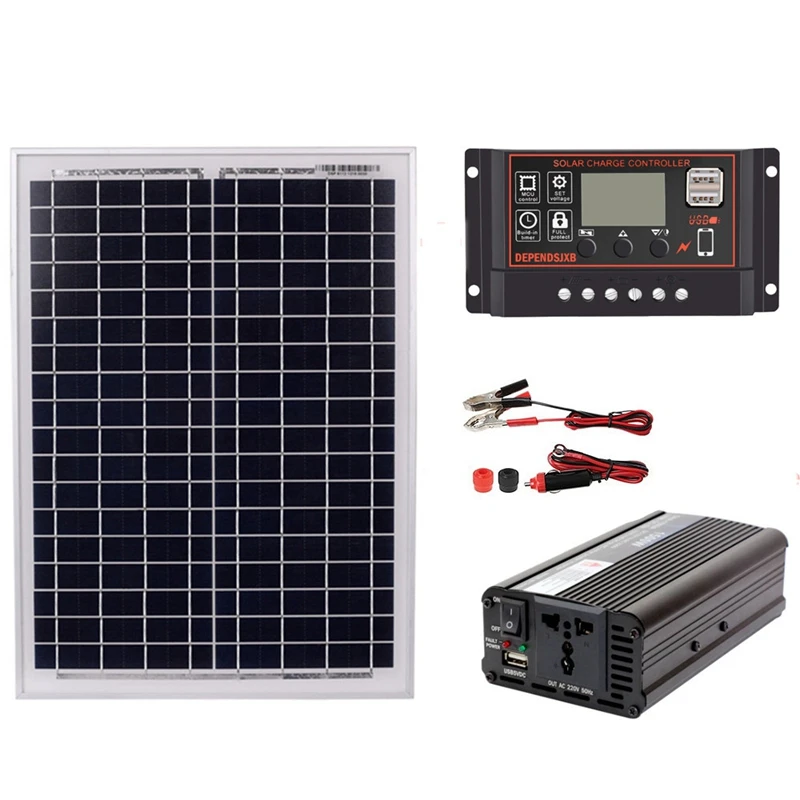 HHO-18V20W солнечная панель+ 12 В/24 В контроллер+ 1500 Вт Инвертор Ac220V комплект, подходит для наружного и домашнего использования Ac220V Солнечная энергия-Sav
