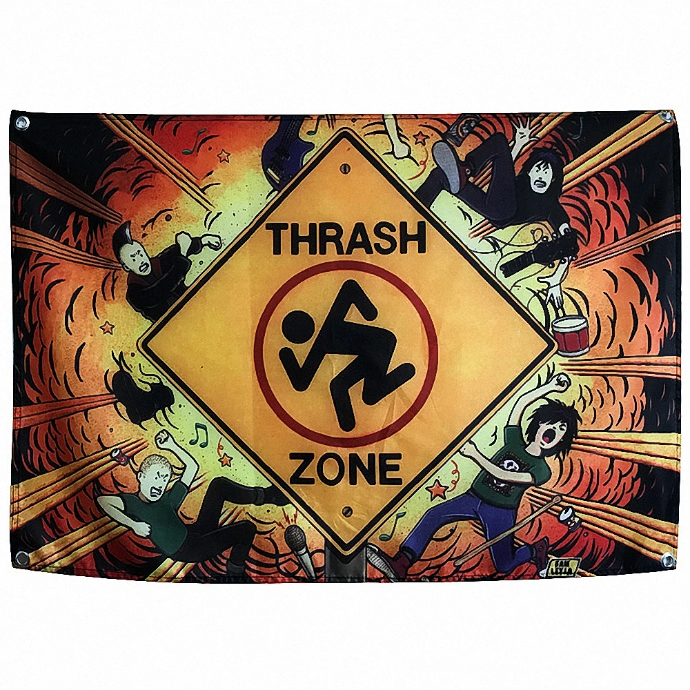 

Metal Music Stickers Rock Band Poster Four Holes Banners Wall Flags Tapestry Cloth Art Bar Cafe Hotel Theme Background Decor T8