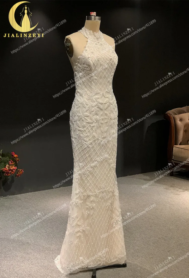 Rine real Halter full Beads сексуальное с открытой спиной с юбкой-годе сексуальное Новое поступление Свадебные платья Свадебное платье