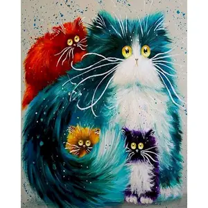 Animal Colored Cat Frame Painting By Numbers DIY Full Set Acrylic Paint Unique Gift Oil Painting By Numbers Home Decoration Art