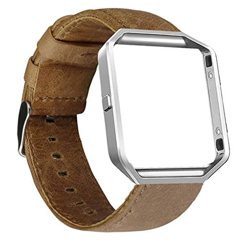 

Genuine Leather Watch Strap for Fitbit Blaze Replacement Watchbands Bracelet Band with Steel Buckle
