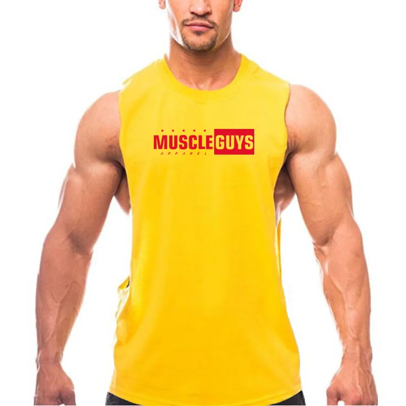 Muscleguys, одежда для спортзала, срезанные майки, топы для мужчин, бодибилдинг, Стрингер, топ для фитнеса, мужская майка без рукавов, рубашка для тренировок, топ с круглым вырезом