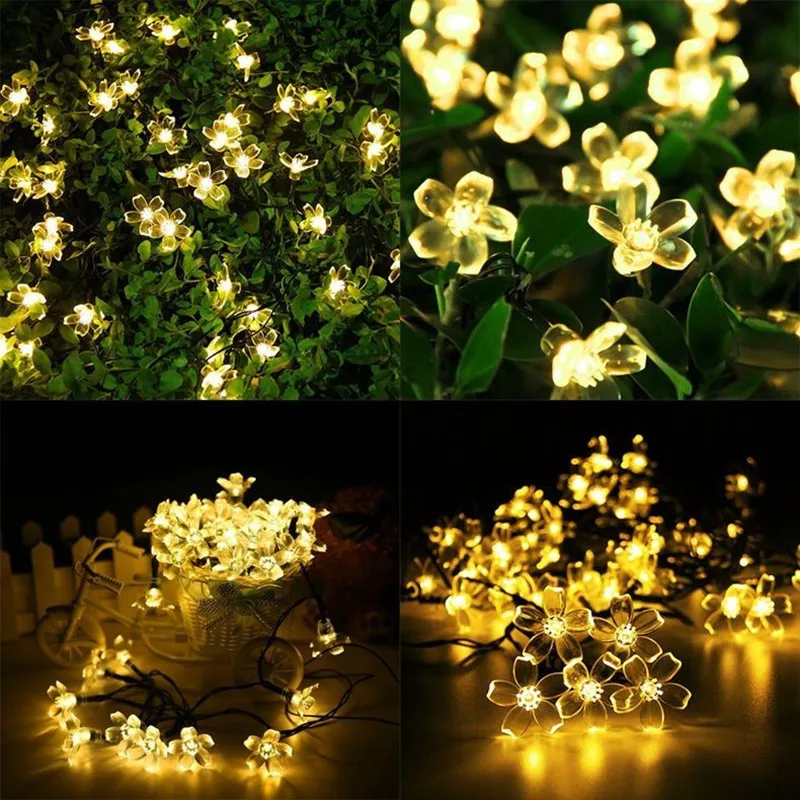 Feimefeiyou 4 м 20led солнечный Cherry Blossom огни строки Открытый водостойкий цветок Фея Декоративные для сада