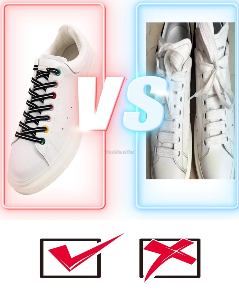 Flache Schnürsenkel ohne Binden, schwarz-weiße Schnürsenkel für Sneakers, elastische Schnürsenkel ohne Bänder, für Kinder und Erwachsene, schnelle Schnürsenkel für Schuhe, Gummiband – Detail 1