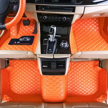 

Custom Fit Car Floor Mats Specific Waterproof Leather ECO friendly Material For Car Model and Make 3 Pieces Full set Orange