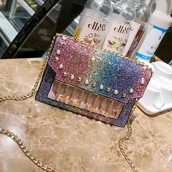 

Shiny Sequins Square Bags Women Fashion Wild Chain Shoulder Messenger Bag 2020 New Women Crossbody Bags Handbag D655