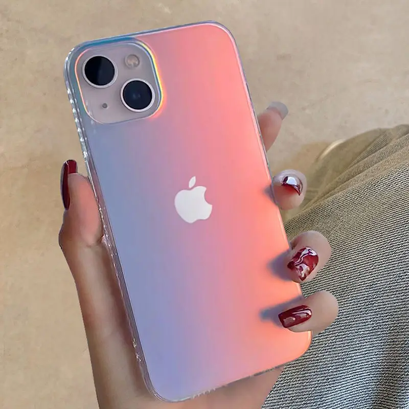 Tanie Luksusowe matowe laserowe etui na telefon Aurora dla iPhone 14 sklep