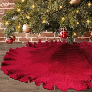 

Knitted Christmas Tree Skirts 122cm Round Tree Carpet Xmas Decorations For Home Floor Mat New Year Xmas Tree Aprons