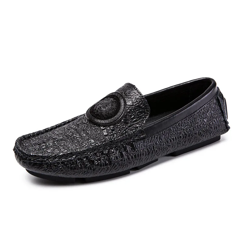 Size38-44 Мужская обувь; повседневные мужские лоферы; сезон весна-лето; Новинка; кожаная Молодежная мужская обувь без шнуровки; дышащая модная обувь на плоской подошве; Цвет Черный - Цвет: black 1