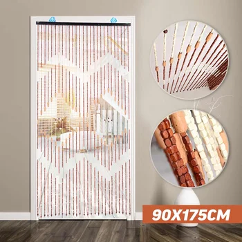 

27Line Wooden Beads Curtain 90x175cm Fly Screen Handmade Wooden Beans Curtain For Home Door Window Balcony Kitchen Hallway Decor