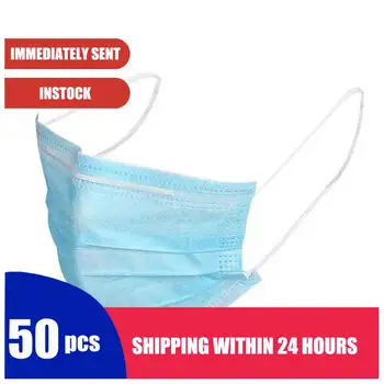

50pcs Disposable Mask Wholesale 3 Layers Non-woven Face Mask Personal Outdoor Mouth Masks 24H Shipping Dropship