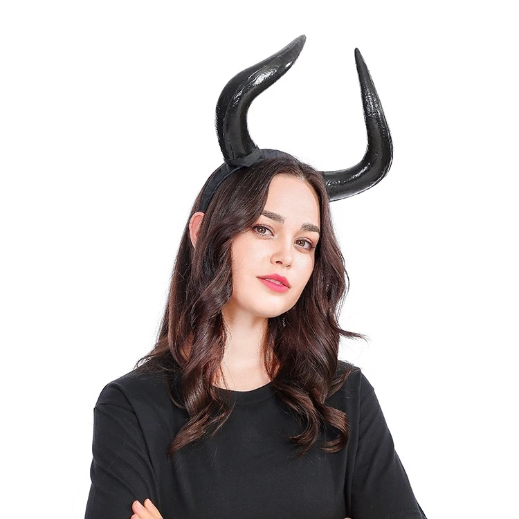 Unique Halloween Stereo Devil Horns Skull Headband Gothic Sheep Horn Headdress Hairband Cosplay Maleficent Pora Headwear