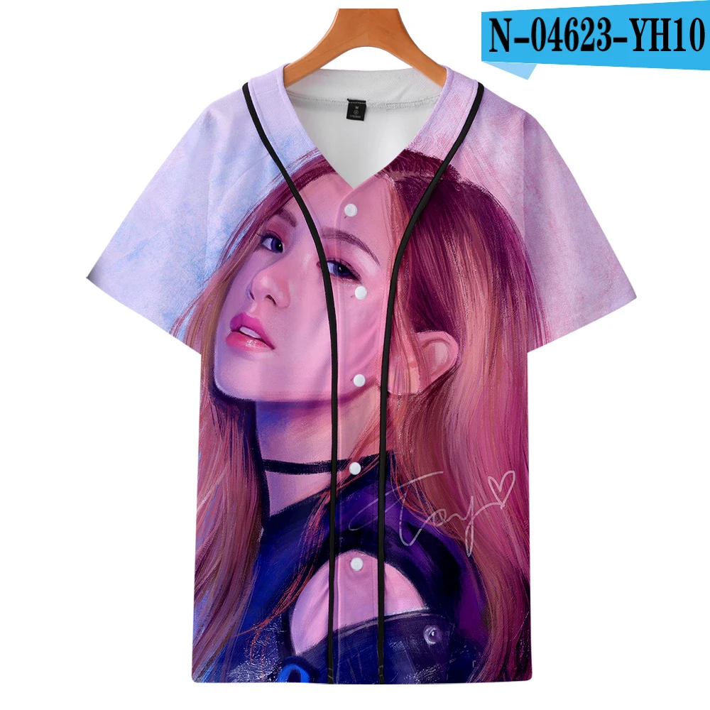 BLACKPINK 100 летние бейсбольные рубашки с 3D принтом модная повседневная одежда с коротким рукавом, популярная одежда для косплея - Цвет: Коричневый