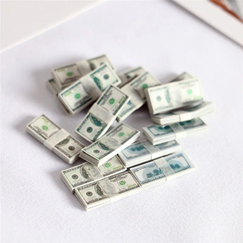 Creative Mini Dollars Money Miniature Banknotes Children Toys Gifts Dollhouse Miniature Accessories miniature figurines miniature ornament 5 Bundles 1/12