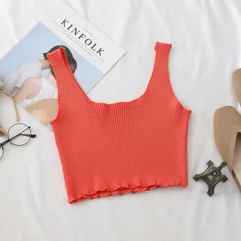 

2020 new ladies knitted vest knitted vest vest ladies simple underwear ladies vest hemp