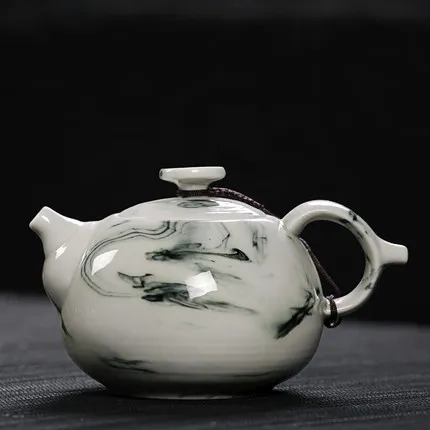 

Jade Porcelain Teapot Ink Handmade Home Office Hand-painted Chinese Style Teapot Kung Fu Black Tea Jin Jun Mei Teaware