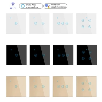 

EU standard wifi smart wall switch 1/2/3/4 Gang Wireless APP control Led Light Smart Touch Screen Switch 220-240V AC