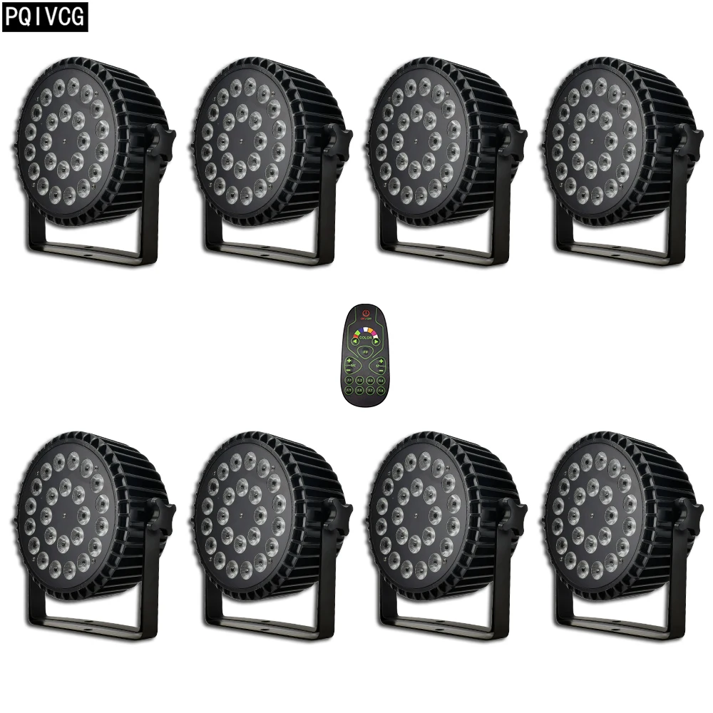 8 PCS Aluminum 24x12w Remote Par Light RGBW 4in1 Led DMX Stage Full Color Dj | Лампы и освещение