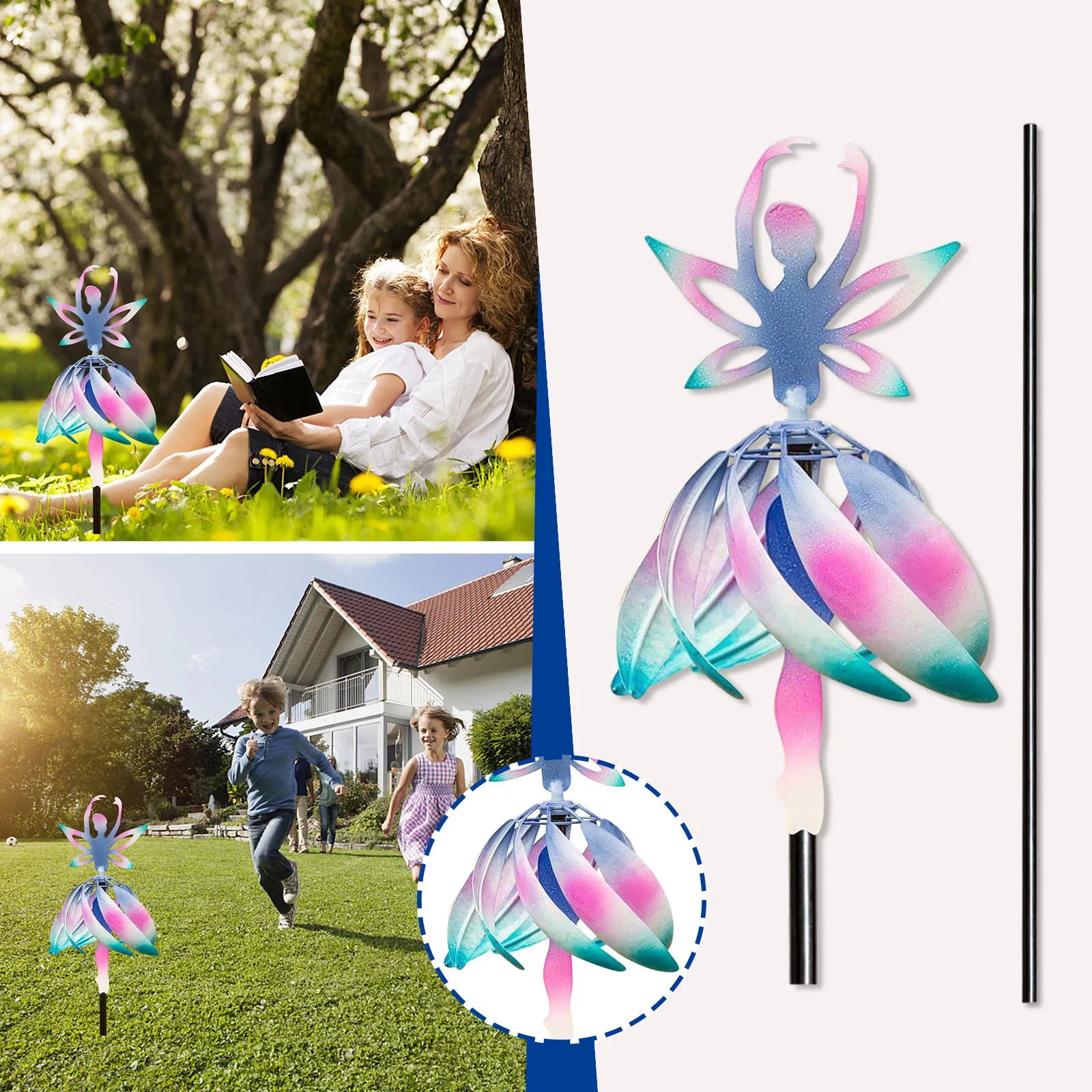 Ballerina Color Changing Ballet Spinning Girl Wind Chimes Rotating Wind Spinners Colorful