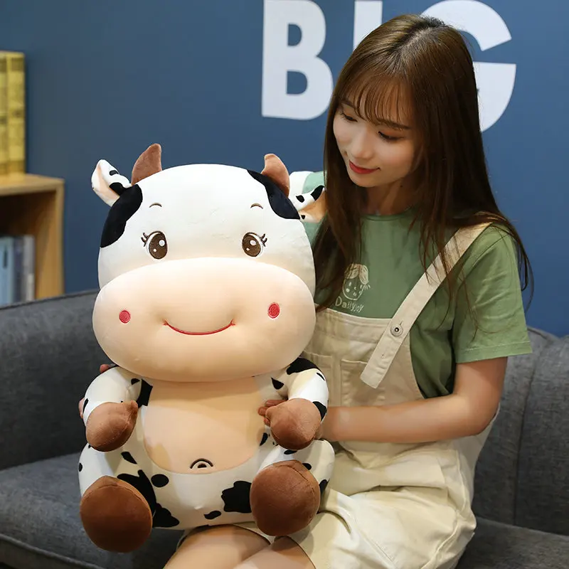 

25-55 см, Симпатичные плюшевые игрушки в виде сидящей молочной коровы, реалистичные мягкие игрушки, куклы-животные, милые искусственные игрушки, рождественский подарок