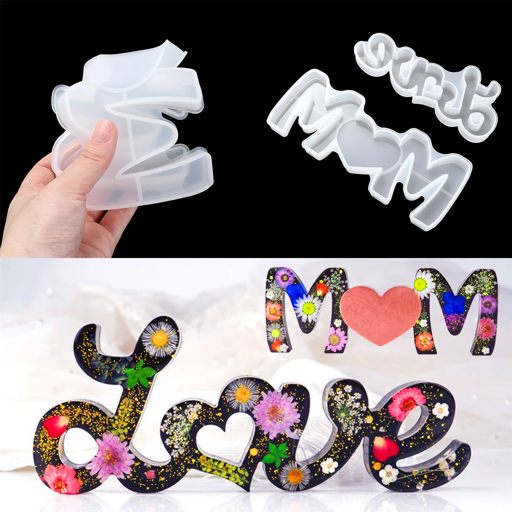 Silicone mold 1 PC Heart Shape HOME LOVE Silicone Mould Letters Crystal Resin Mold DIY Crafts Casting MoldsHome Decoration Jewelry Making Tool