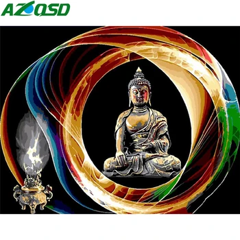 

AZQSD Adult Oil Painting By Numbers Buddha Decor For Home DIY Unframe Coloring By Numbers Canvas Religion Handpainted Gift