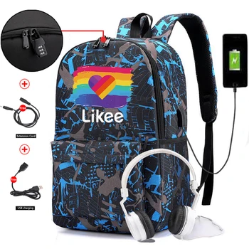 

New Student Backpack Likee Canvas Backpack for Men and Women Fashion Bag Anti-theft USB Charging Laptop School Boys Girsl Bags