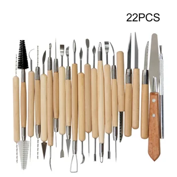

Kit Sculpt Smoothing Wax Carving Pottery Ceramic Tools 22PCS Clay Sculpting Tools Wooden Handle Modeling Carving Tool Kit