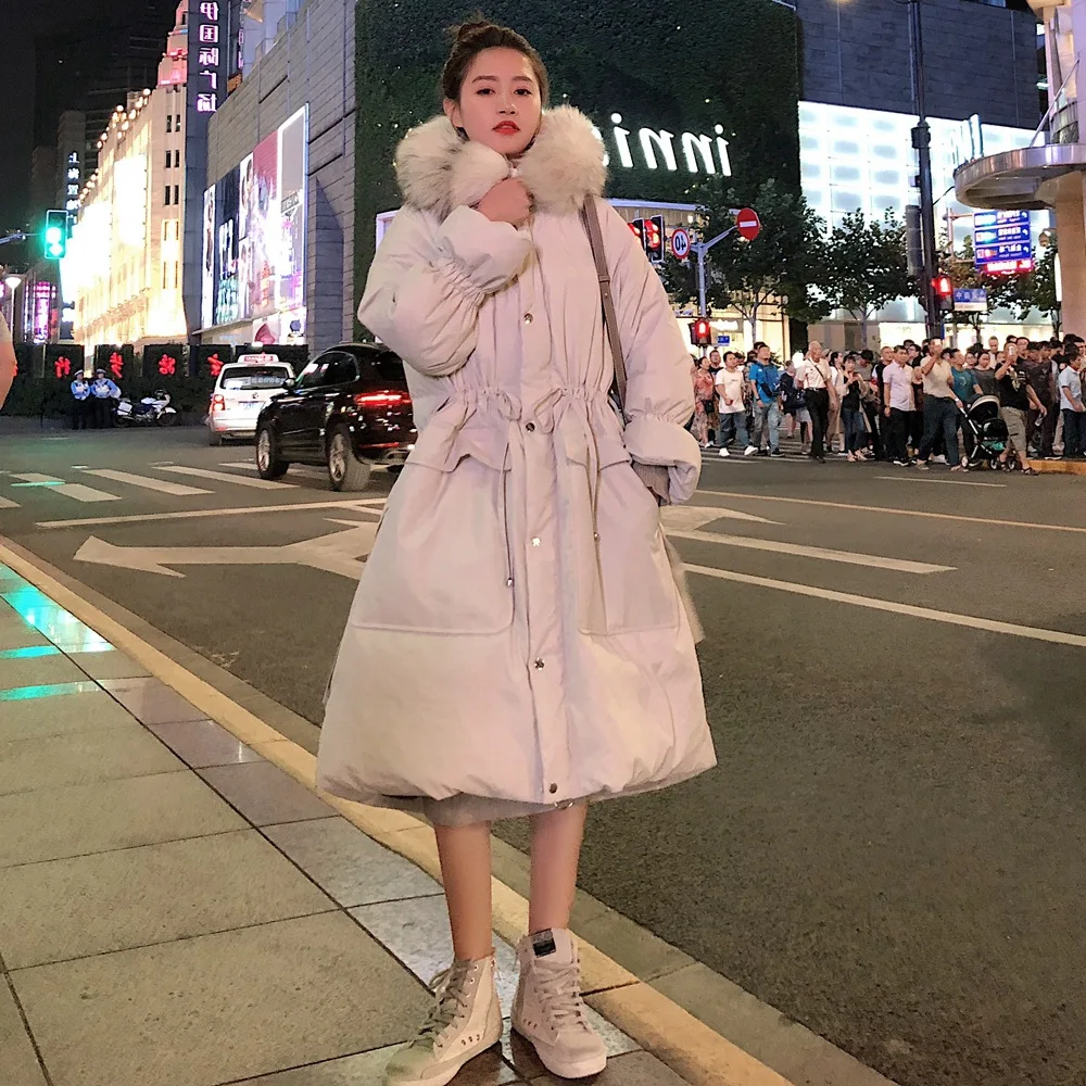 

Photo Shoot 2018 Winter New Style Cotton Coat Women's Fashionable Retro Laziness-Style Waist Hugging Slimming Hooded Fur Collar