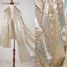 Lychee жизни импортированная квадратная мягкая зеркальная ткань лазерная Золотая сетка светоотражающая ткань для шитья украшение дома