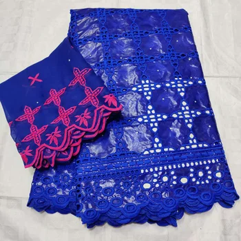 

7 Yards Royal Blue Bazin Riche French Lace Fabric High quality African Swiss 100%Cotton Fabric Basin Brode Nigeria Wedding Party