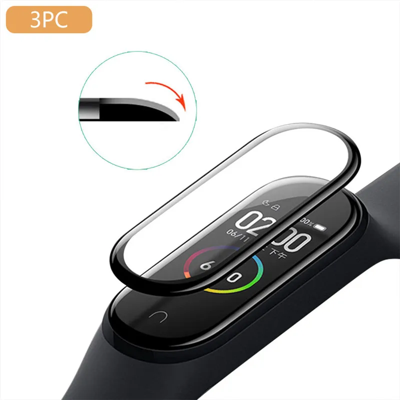 3 шт. взрывозащищенные изогнутые поверхности защитные 2019 новые для Xiaomi mi Band 4 Smart